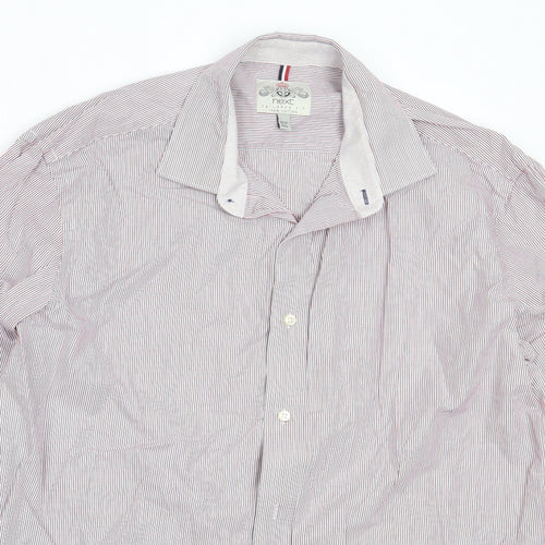 NEXT Mens Red Striped Cotton  Button-Up Size 15.5 Collared