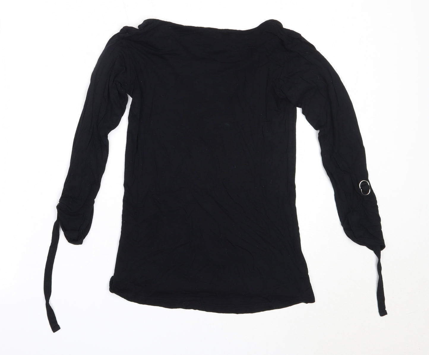 Dorothy Perkins Womens Black  Viscose Basic T-Shirt Size 8 V-Neck