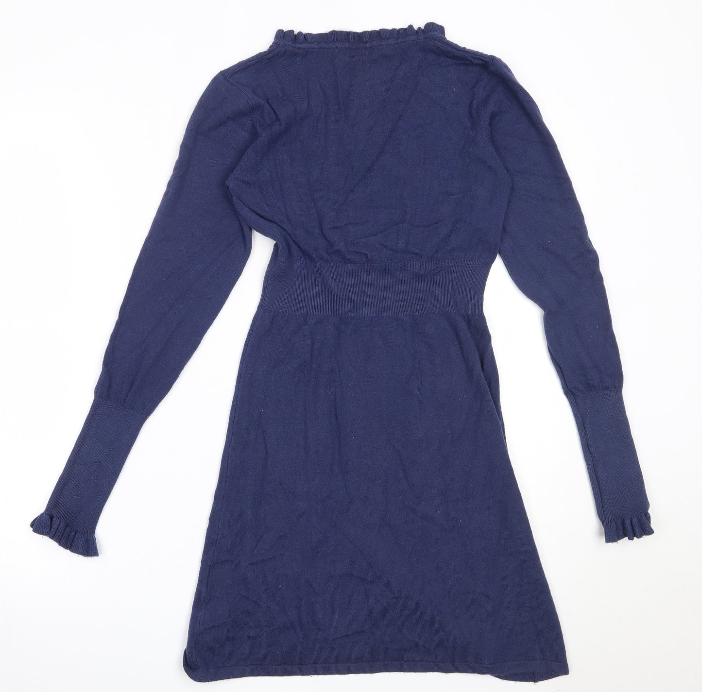 K.K.O Fashion Womens Blue  Wool Jumper Dress  Size L  V-Neck