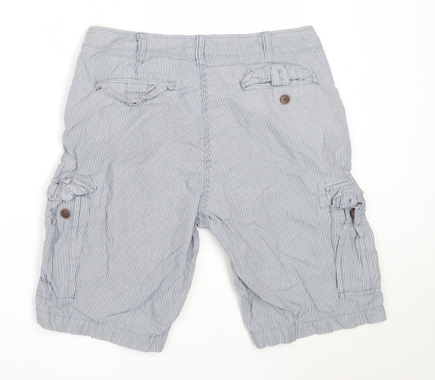 TU Mens Blue Striped Cotton Bermuda Shorts Size 32 in  Regular