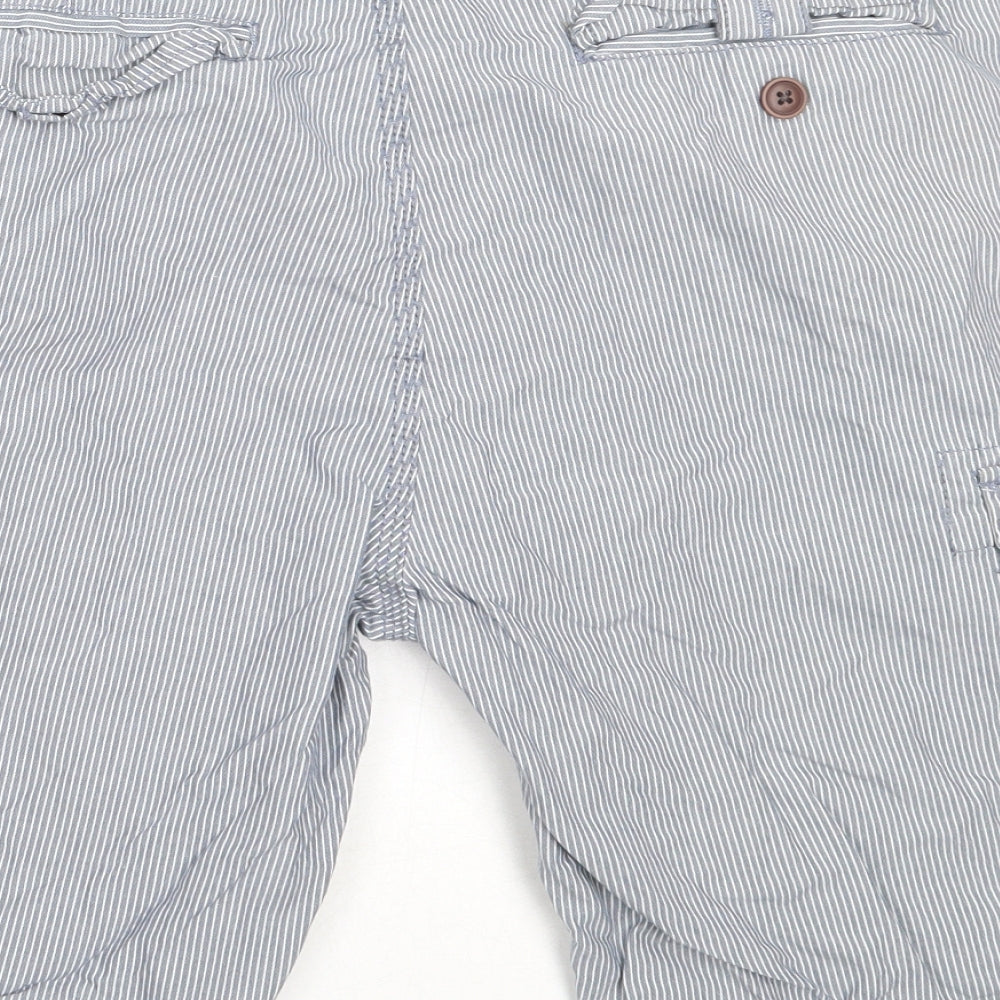 TU Mens Blue Striped Cotton Bermuda Shorts Size 32 in  Regular