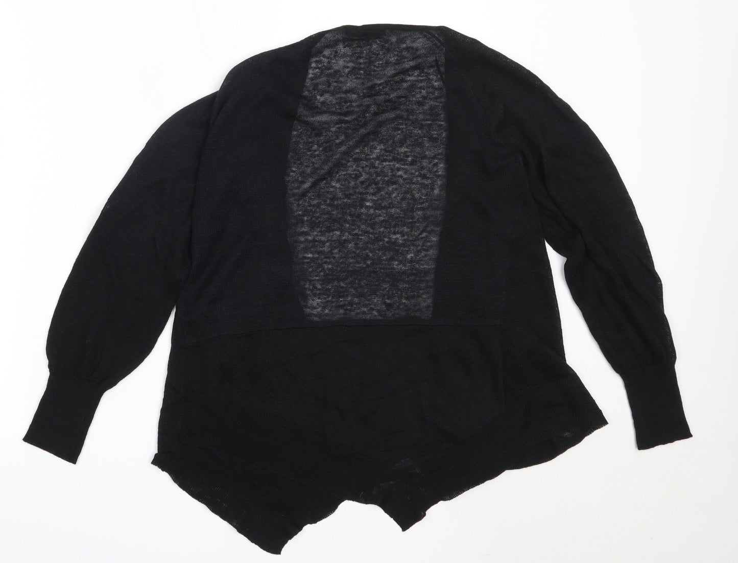 Marks and Spencer Womens Black Round Neck  Linen Cardigan Jumper Size 14