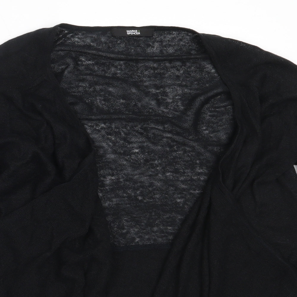 Marks and Spencer Womens Black Round Neck  Linen Cardigan Jumper Size 14