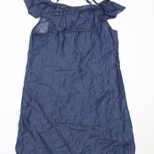 Pepperts! Girls Blue  Lyocell Shift  Size 13 Years  Off the Shoulder