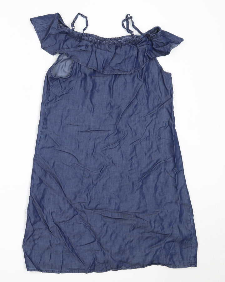 Pepperts! Girls Blue  Lyocell Shift  Size 13 Years  Off the Shoulder