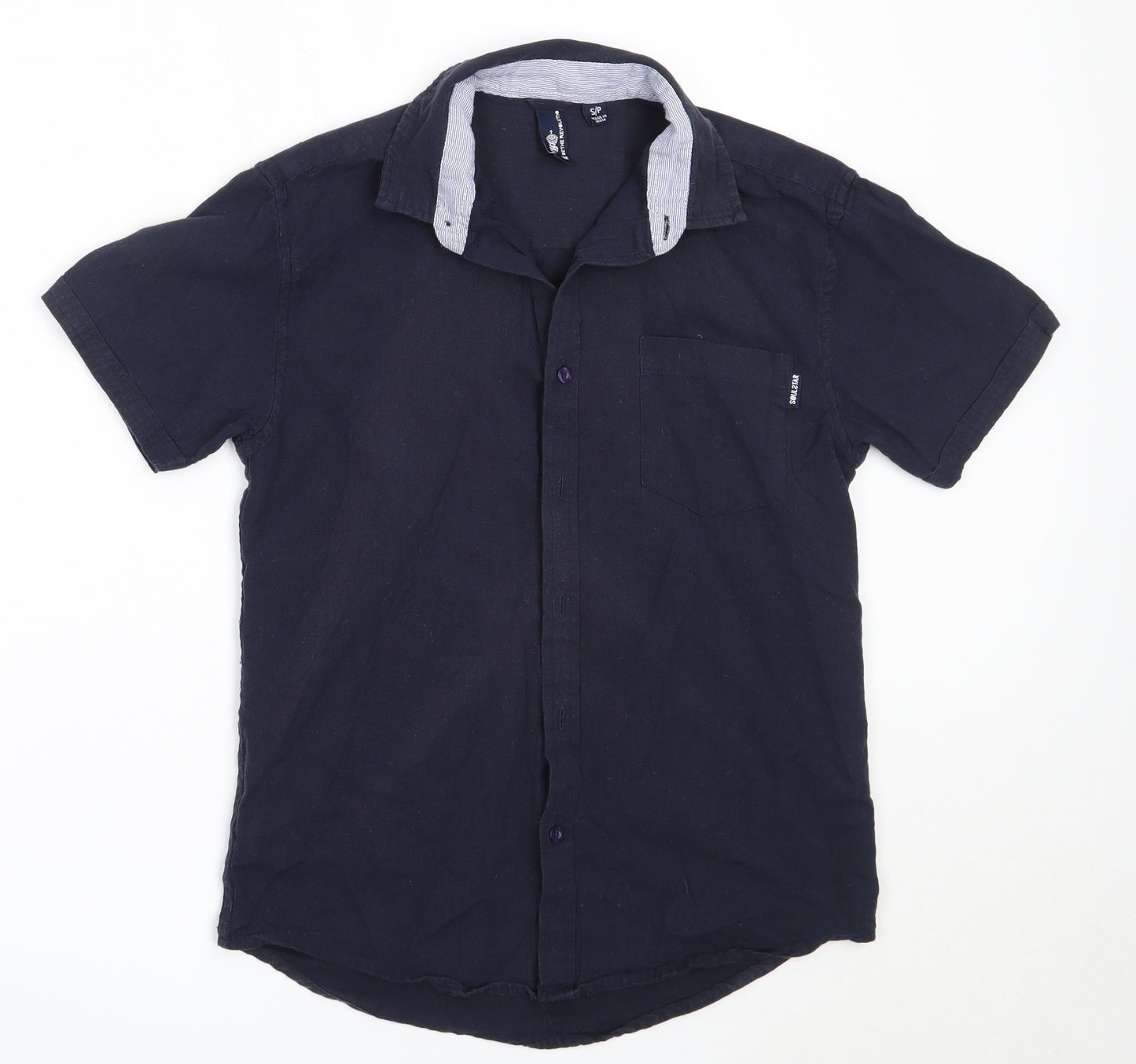 Soul Star Mens Blue  Cotton  Button-Up Size S Collared