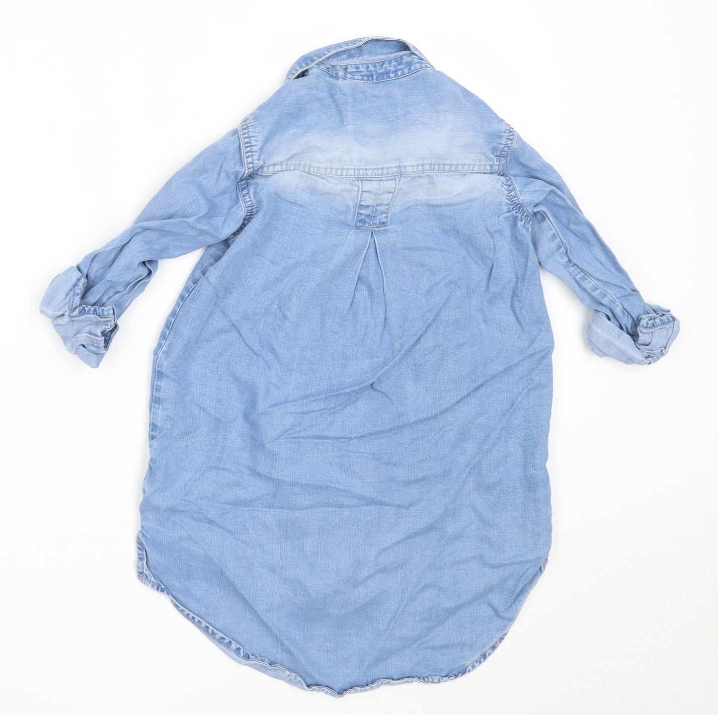 NEXT Girls Blue  Lyocell Basic Button-Up Size 7 Years Collared