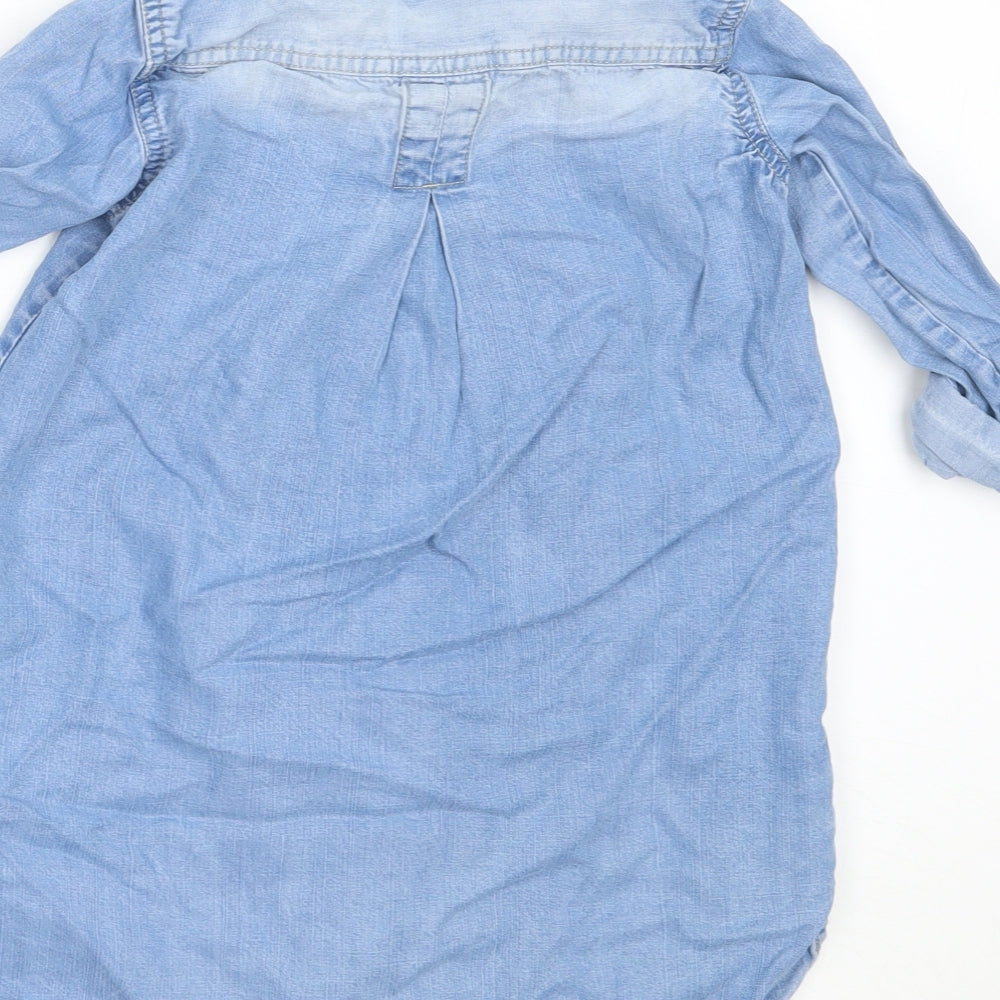 NEXT Girls Blue  Lyocell Basic Button-Up Size 7 Years Collared