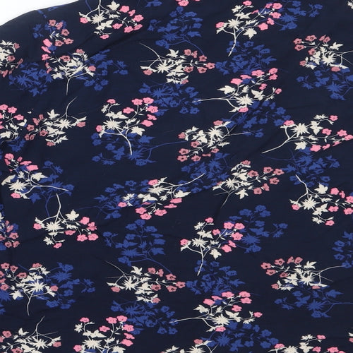 Select Womens Blue Round Neck Floral Viscose Cardigan Jumper Size 12