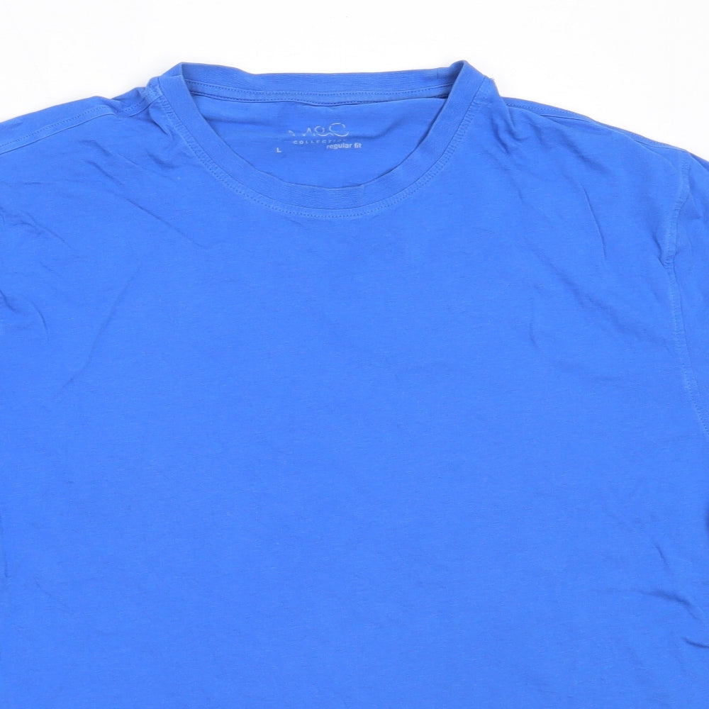Marks and Spencer Mens Blue  Cotton  T-Shirt Size L Round Neck