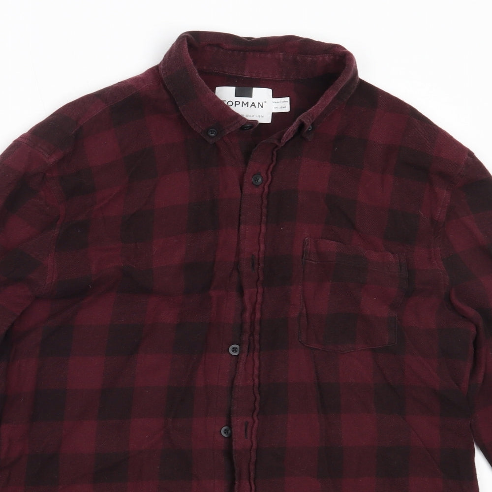 Burton Mens Purple Check Cotton  Button-Up Size M Collared