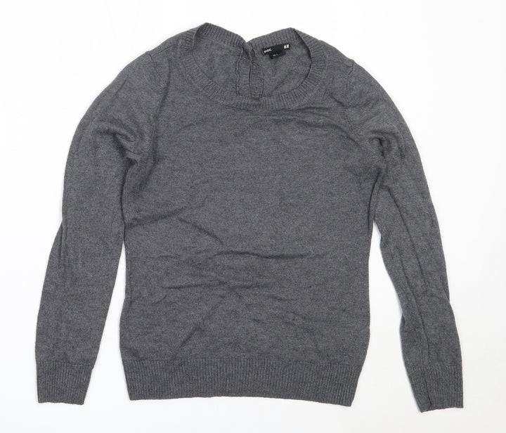 H&M Womens Grey Round Neck  Polyamide Pullover Jumper Size S