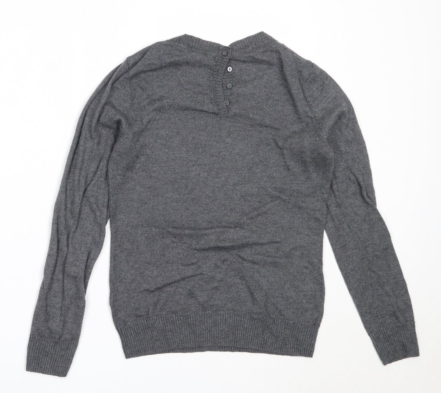 H&M Womens Grey Round Neck  Polyamide Pullover Jumper Size S
