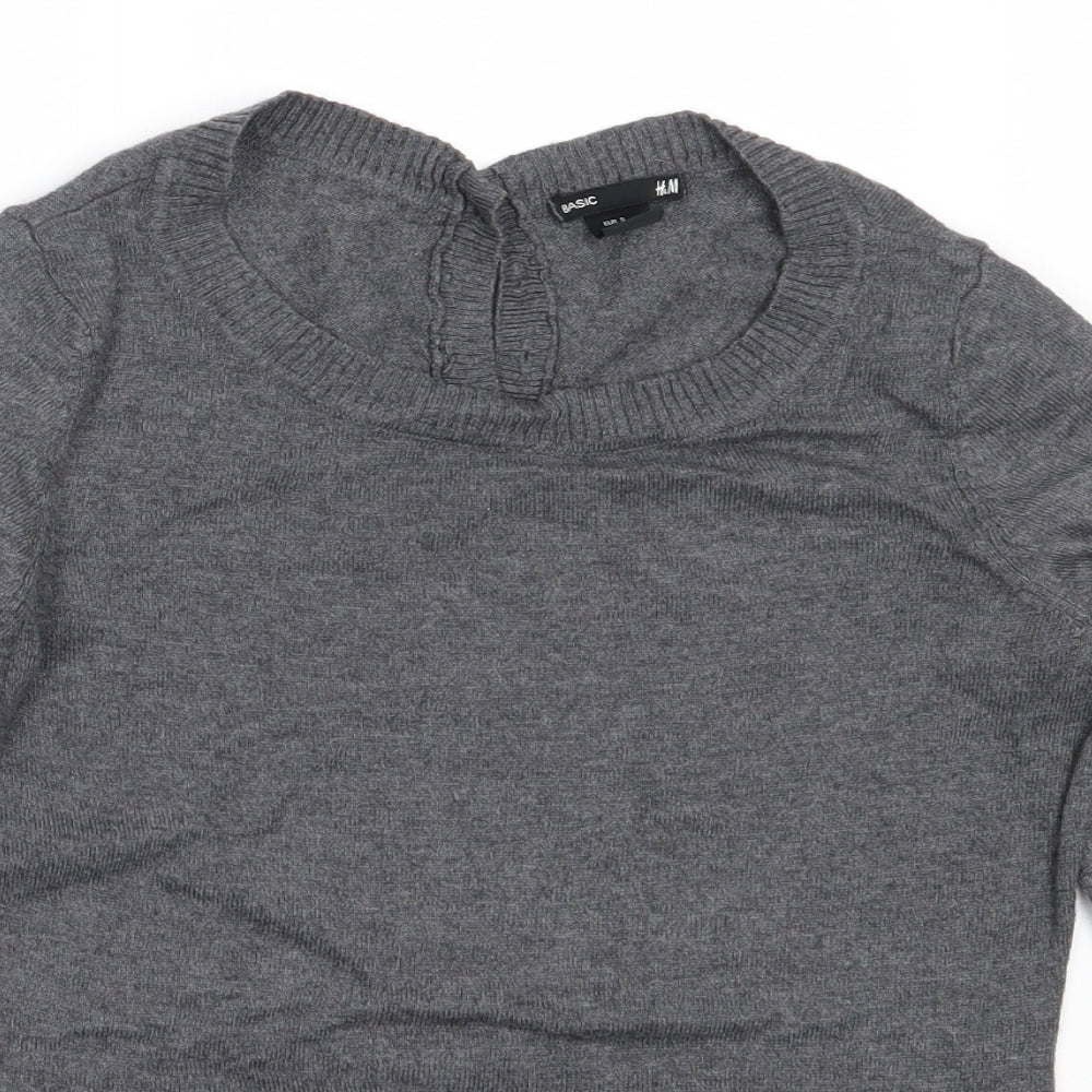 H&M Womens Grey Round Neck  Polyamide Pullover Jumper Size S