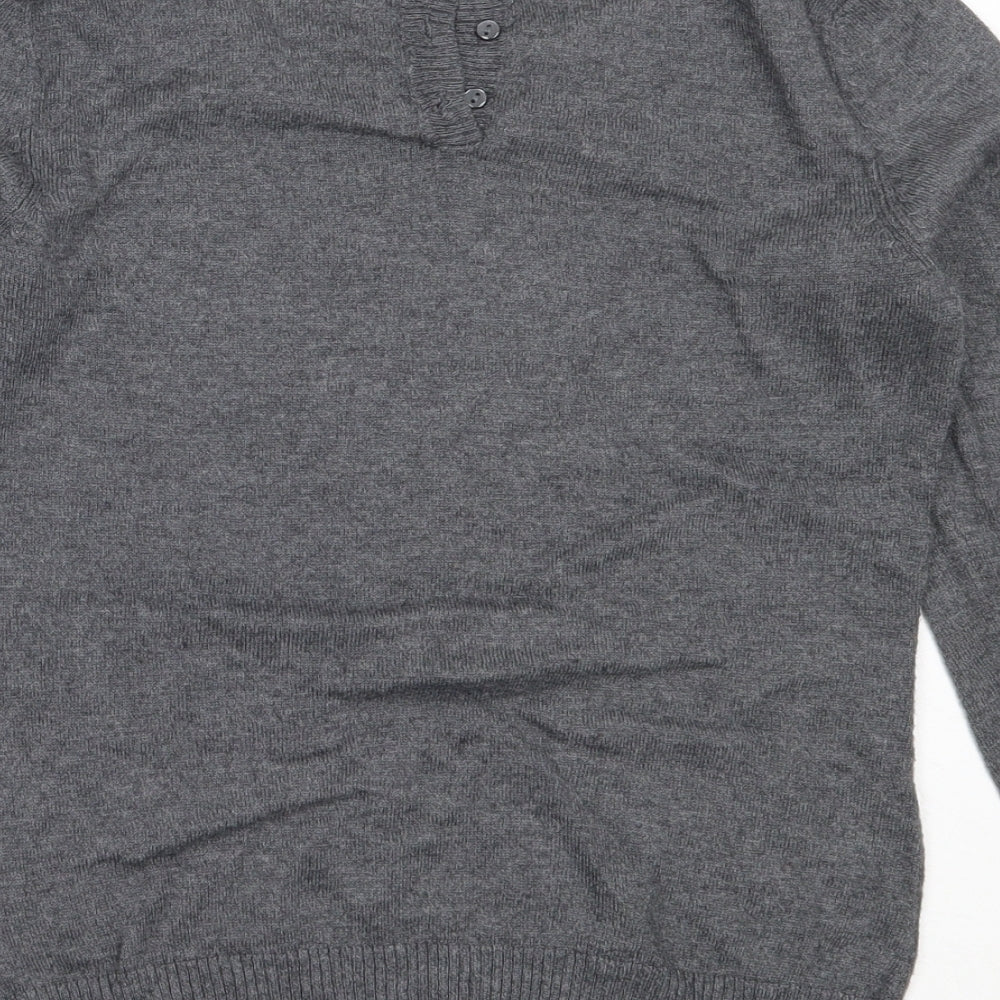 H&M Womens Grey Round Neck  Polyamide Pullover Jumper Size S