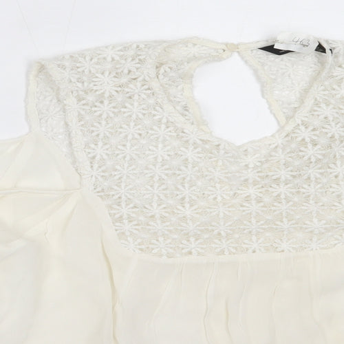 Zara Womens White  Polyester Basic Blouse Size XS Round Neck