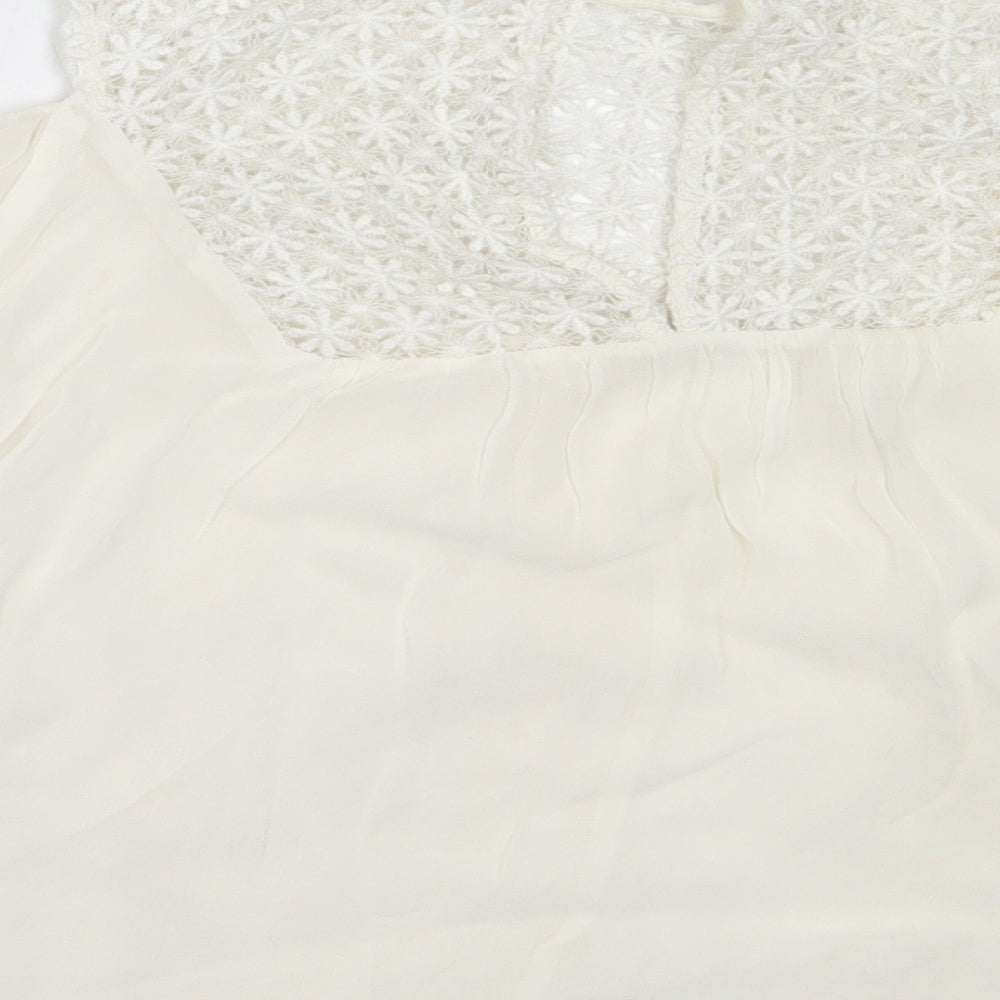 Zara Womens White  Polyester Basic Blouse Size XS Round Neck