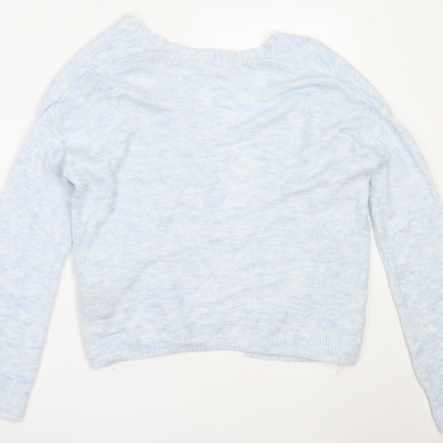 H&M Womens Blue Round Neck  Acrylic Cardigan Jumper Size XS