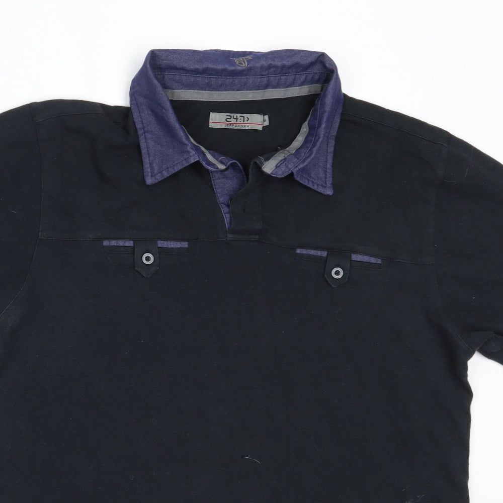 Jeff Banks Mens Black  Cotton  Polo Size M Collared