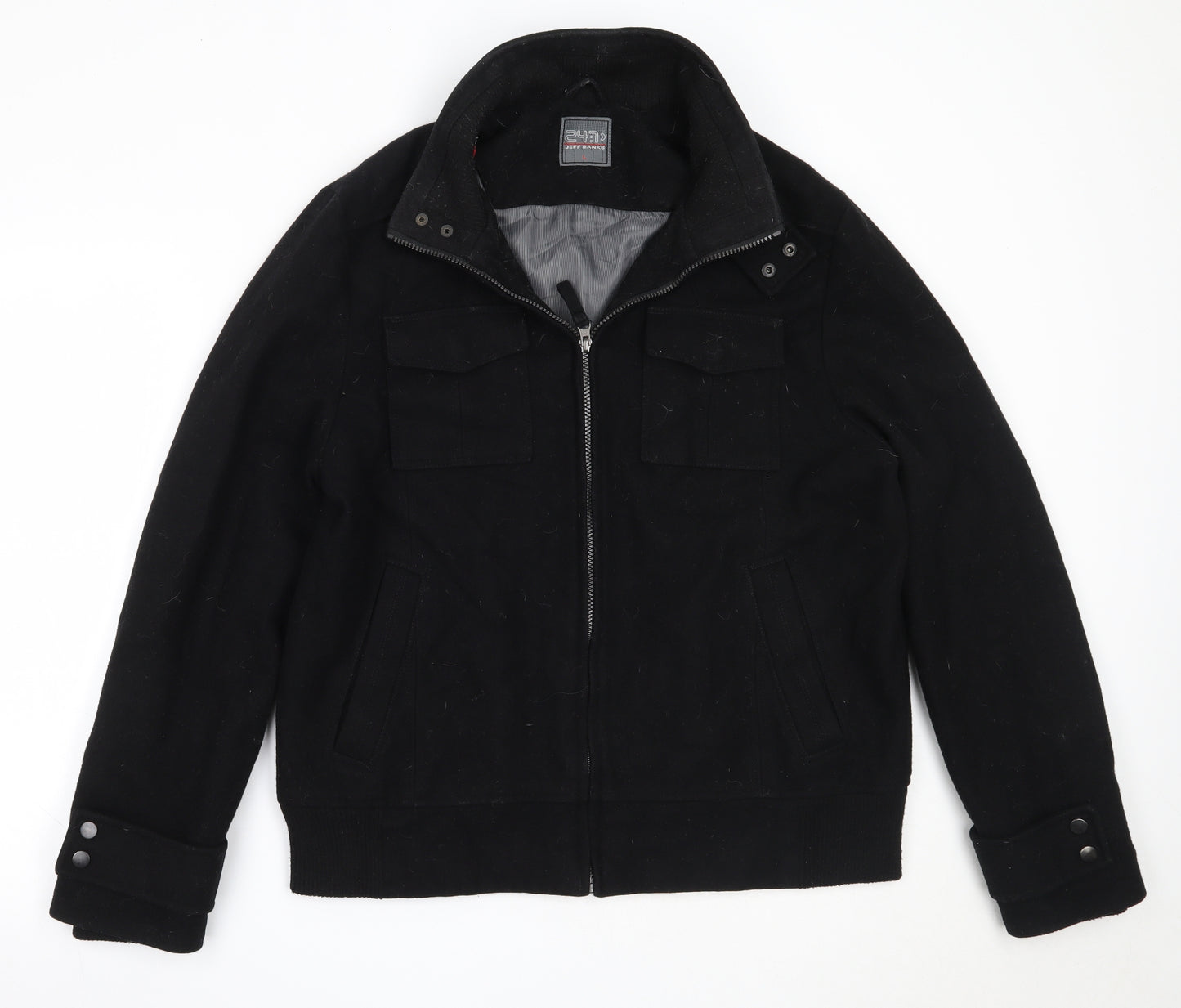 Jeff Banks Mens Black   Overcoat Coat Size L