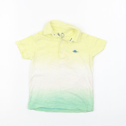 F&F Baby Multicoloured Batik Cotton Basic Polo Size 12-18 Months Collared Button - Dino