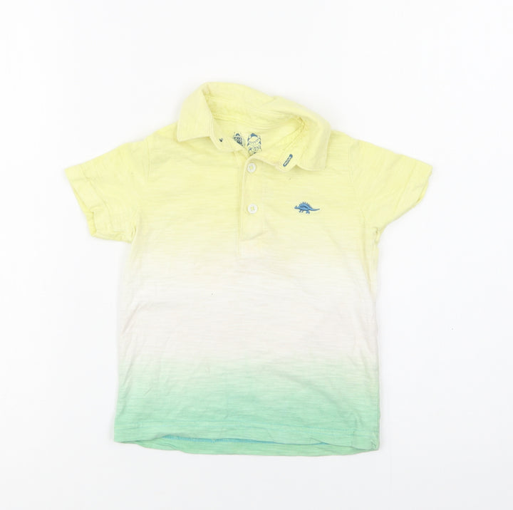 F&F Baby Multicoloured Batik Cotton Basic Polo Size 12-18 Months Collared Button - Dino