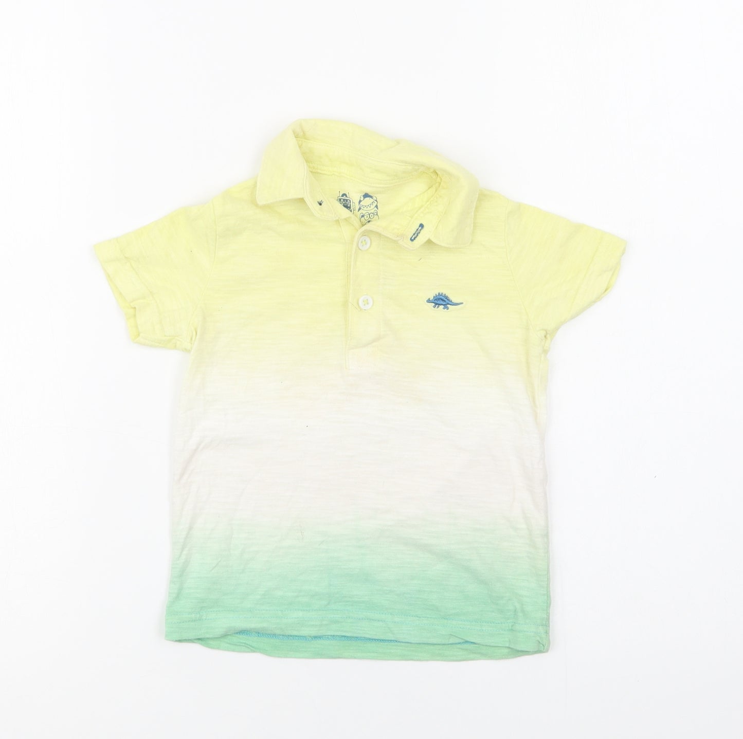 F&F Baby Multicoloured Batik Cotton Basic Polo Size 12-18 Months Collared Button - Dino