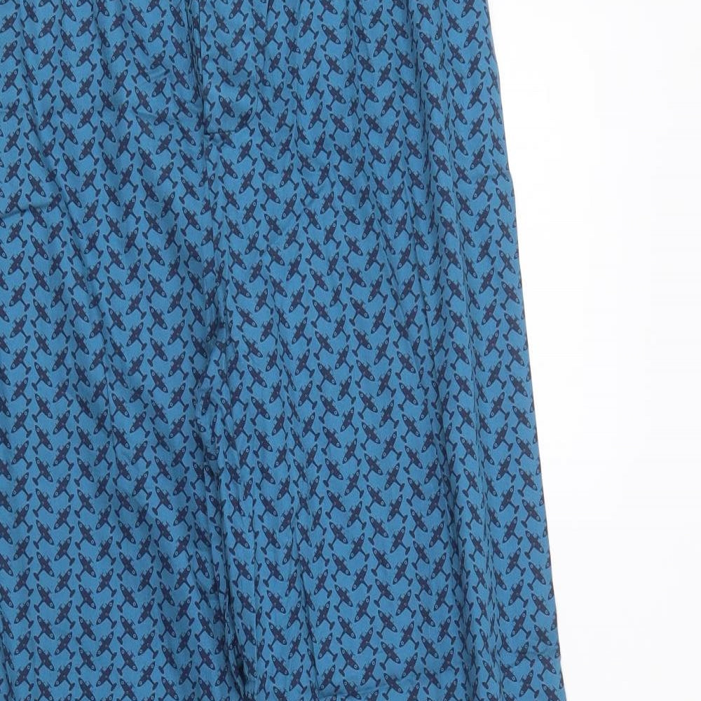 M&S Mens Blue Geometric Cotton  Pyjama Pants Size M  Button