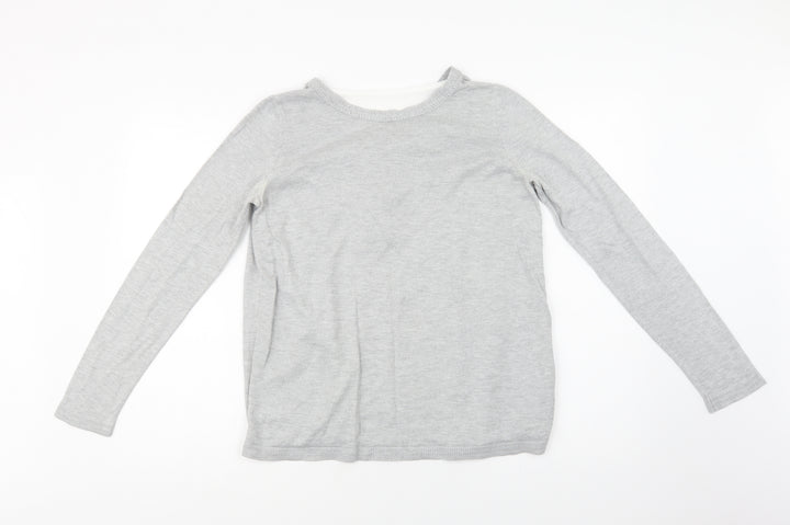 Dorothy Perkins Womens Grey Crew Neck Acrylic Pullover Jumper Size 8