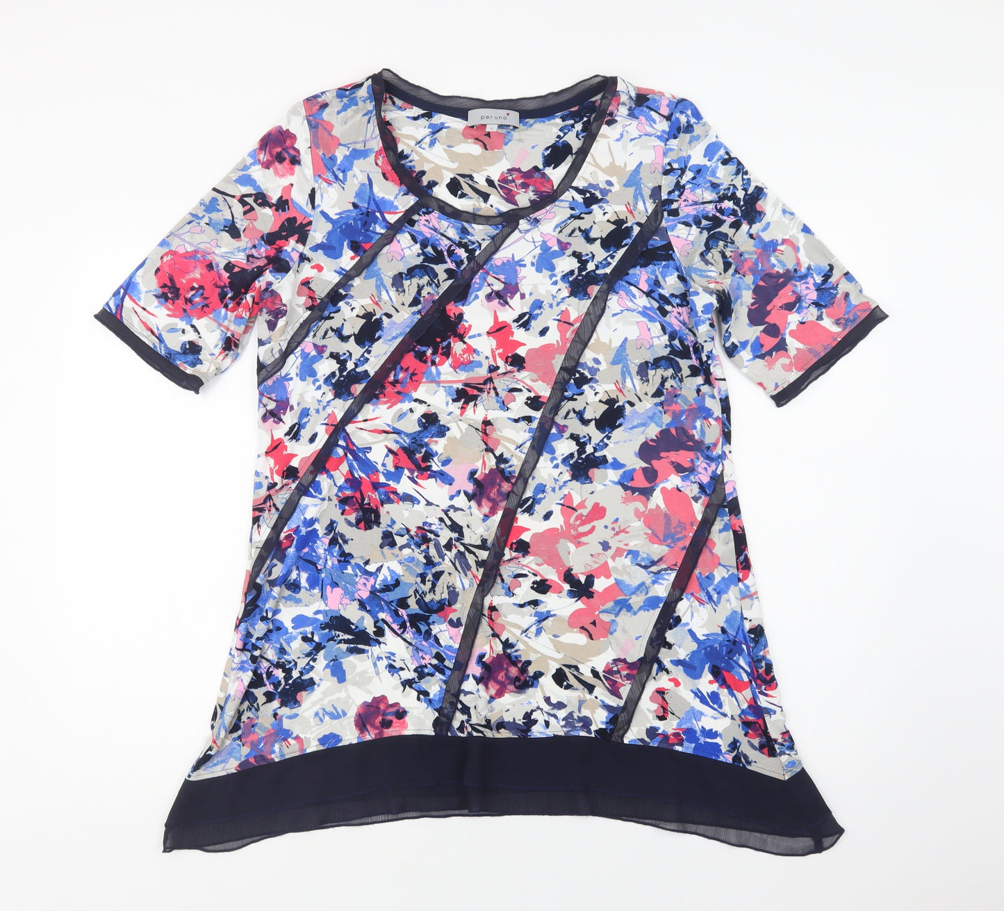 Per Una Womens Multicoloured Geometric Viscose Tunic Blouse Size 18 Round Neck