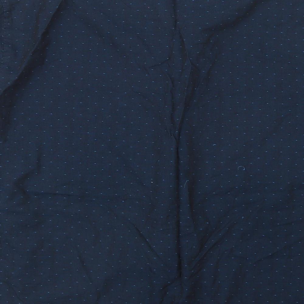 M<&S Mens Blue Polka Dot Cotton  Pyjama Top Size M  Button