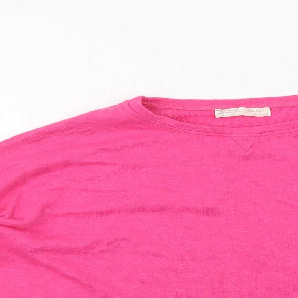 Zara Girls Pink  Cotton Pullover Sweatshirt Size 11-12 Years