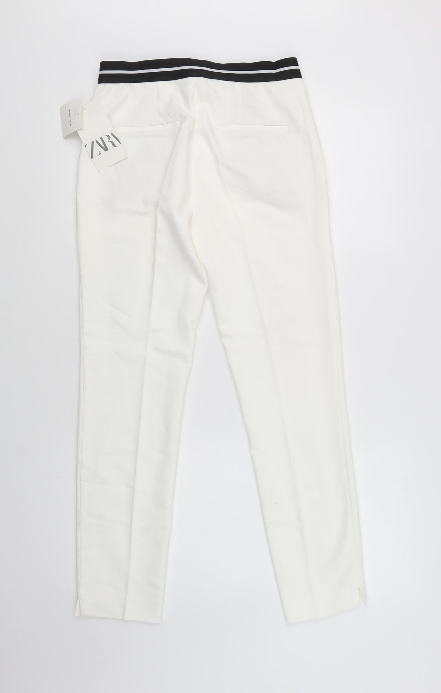 Zara Womens White  Cotton Dress Pants Trousers Size S L28 in Regular Hook & Loop