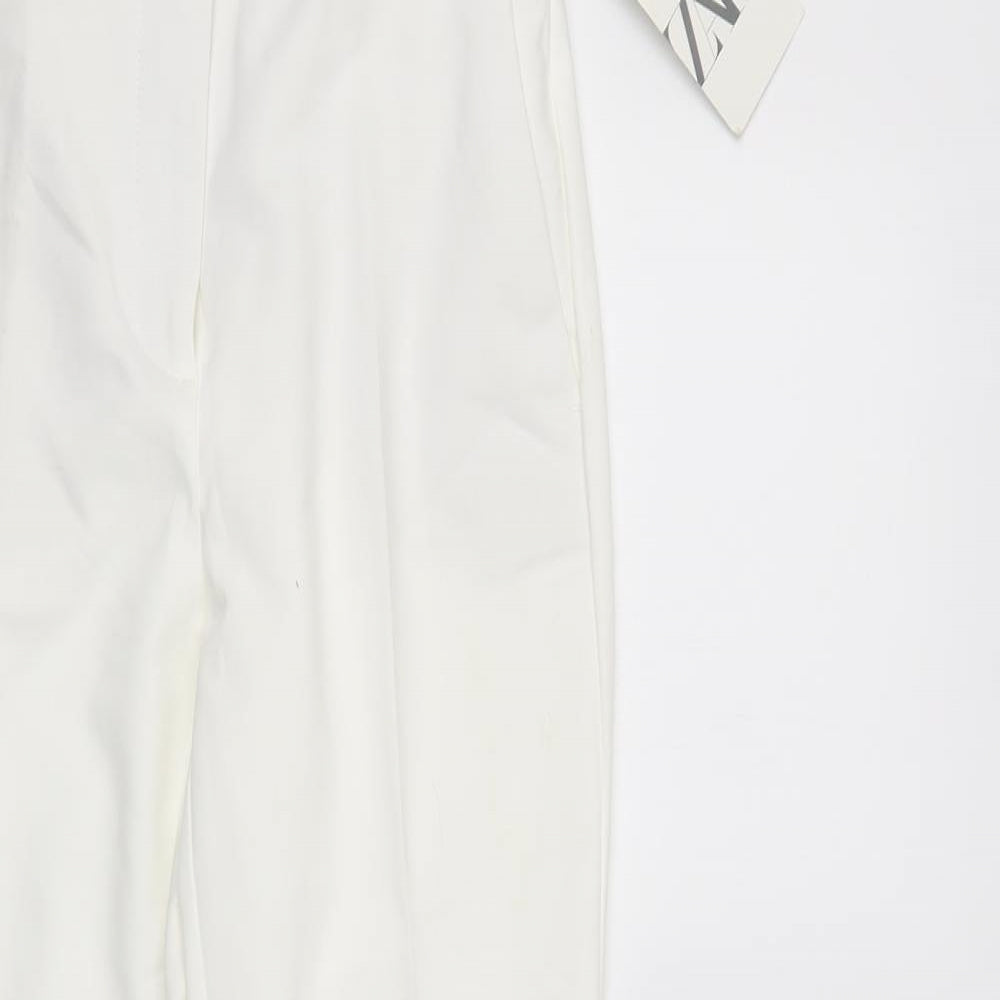Zara Womens White  Cotton Dress Pants Trousers Size S L28 in Regular Hook & Loop