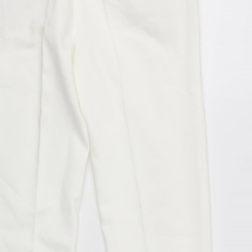 Zara Womens White  Cotton Dress Pants Trousers Size S L28 in Regular Hook & Loop