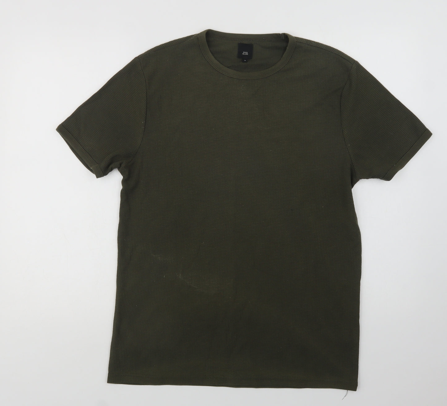 River Island Mens Green  Cotton  T-Shirt Size M Crew Neck