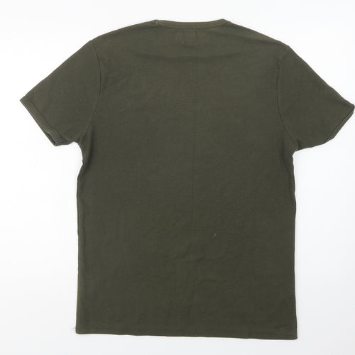 River Island Mens Green  Cotton  T-Shirt Size M Crew Neck