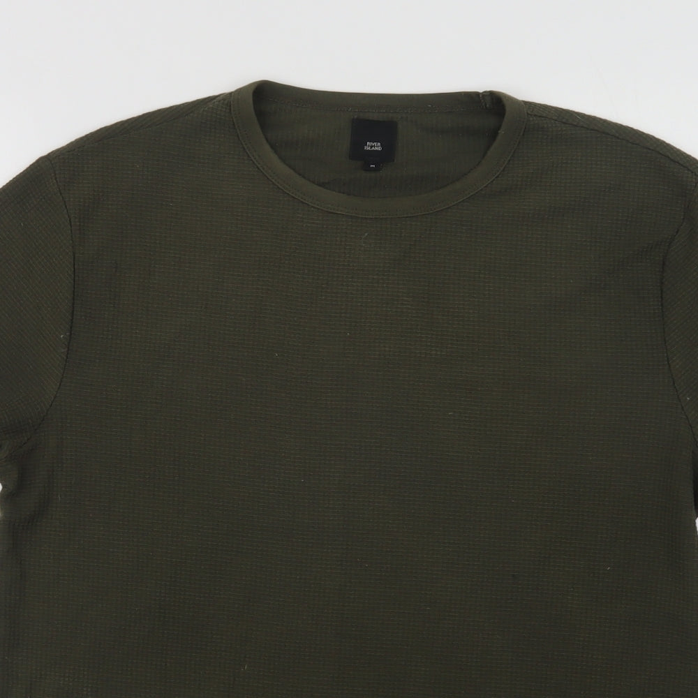 River Island Mens Green  Cotton  T-Shirt Size M Crew Neck