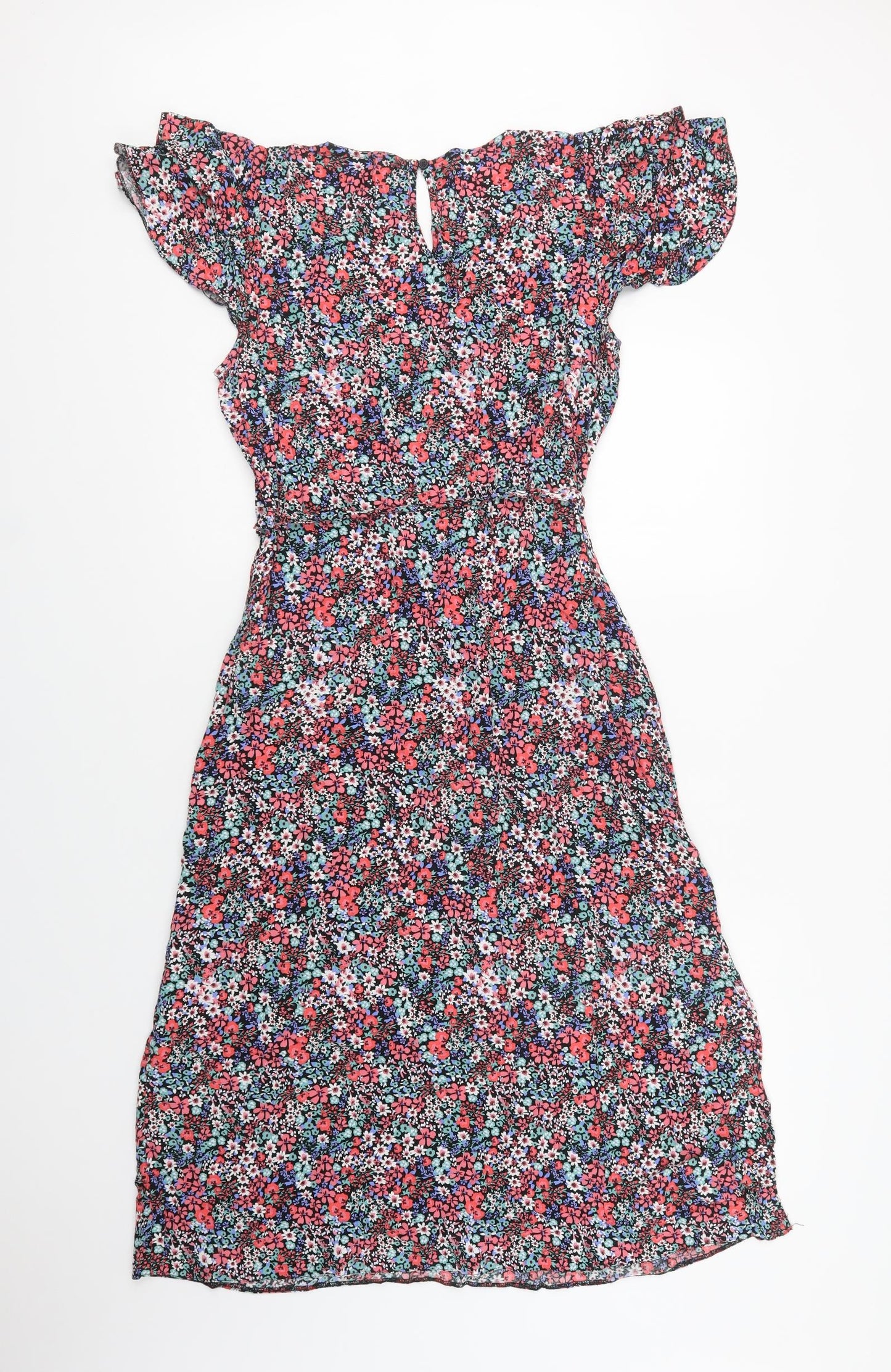 George Womens Multicoloured Floral Viscose A-Line  Size 14  V-Neck Button