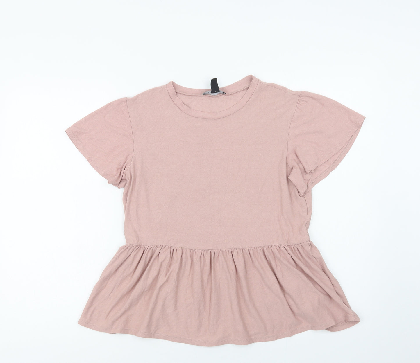 Newwq Look Womens Pink  Viscose Basic Blouse Size 10 Crew Neck