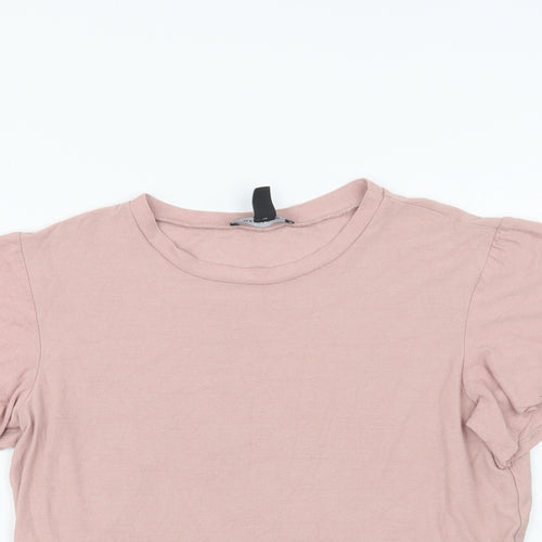 Newwq Look Womens Pink  Viscose Basic Blouse Size 10 Crew Neck