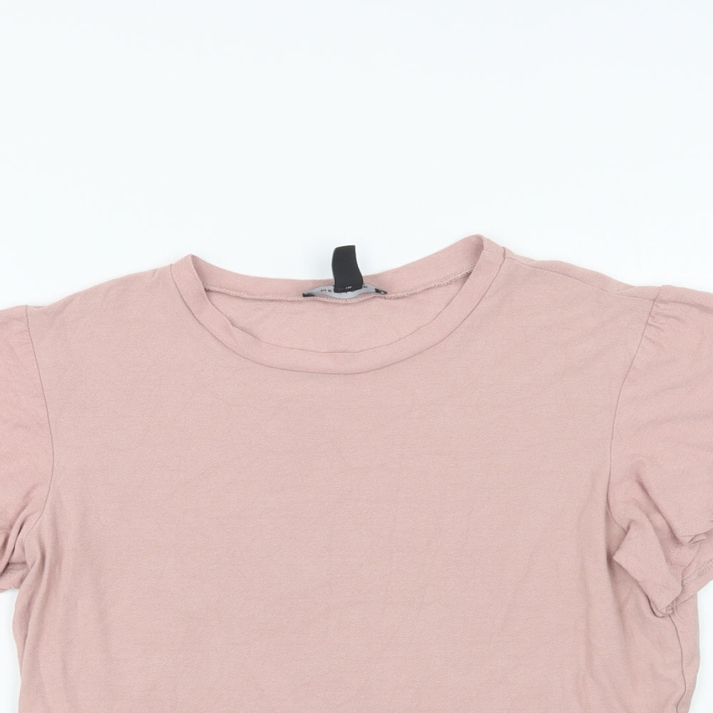 Newwq Look Womens Pink  Viscose Basic Blouse Size 10 Crew Neck