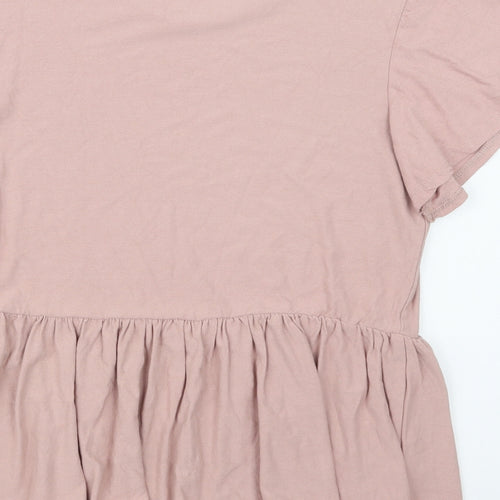 Newwq Look Womens Pink  Viscose Basic Blouse Size 10 Crew Neck