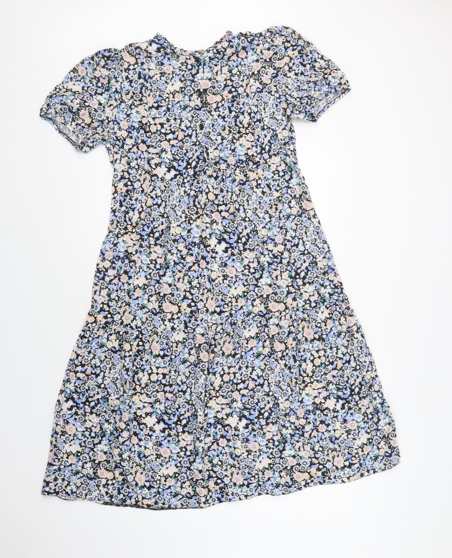 Primark Womens Multicoloured Floral Viscose A-Line  Size 14  Round Neck Button