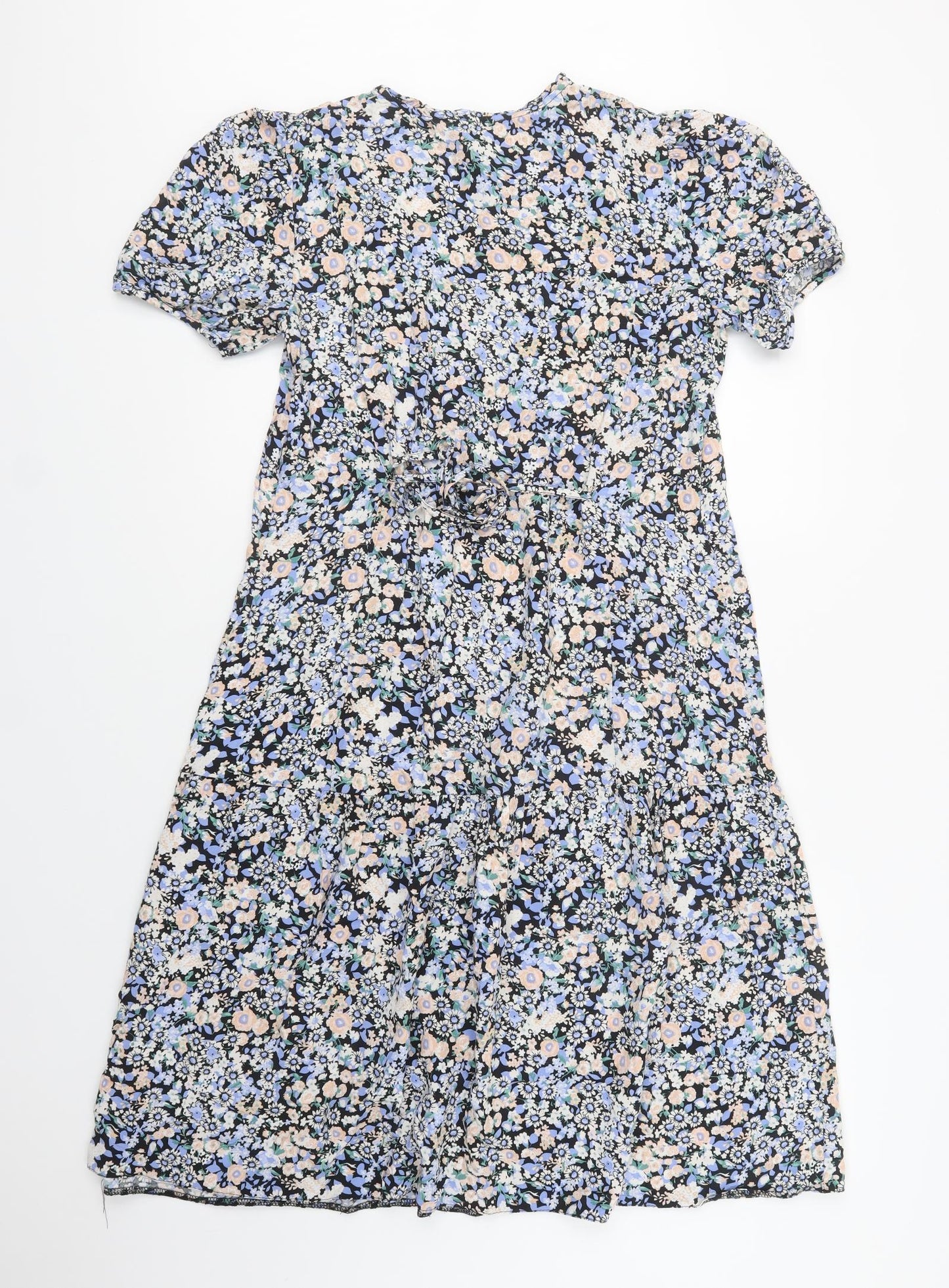 Primark Womens Multicoloured Floral Viscose A-Line  Size 14  Round Neck Button