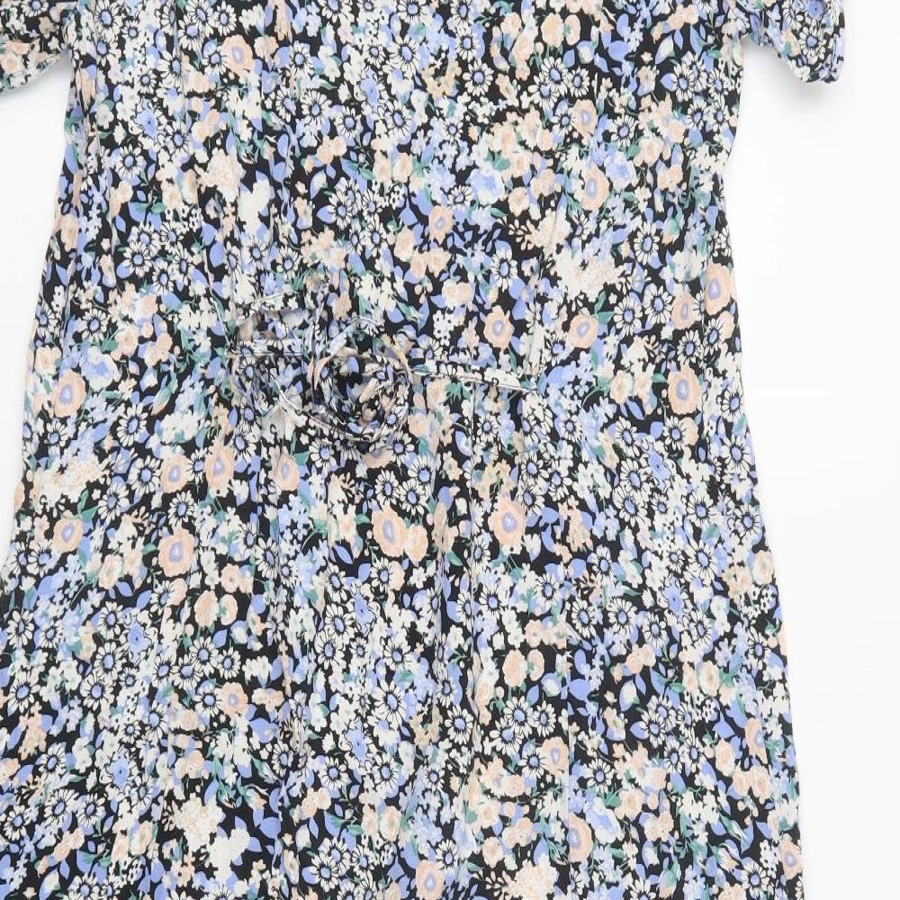 Primark Womens Multicoloured Floral Viscose A-Line  Size 14  Round Neck Button