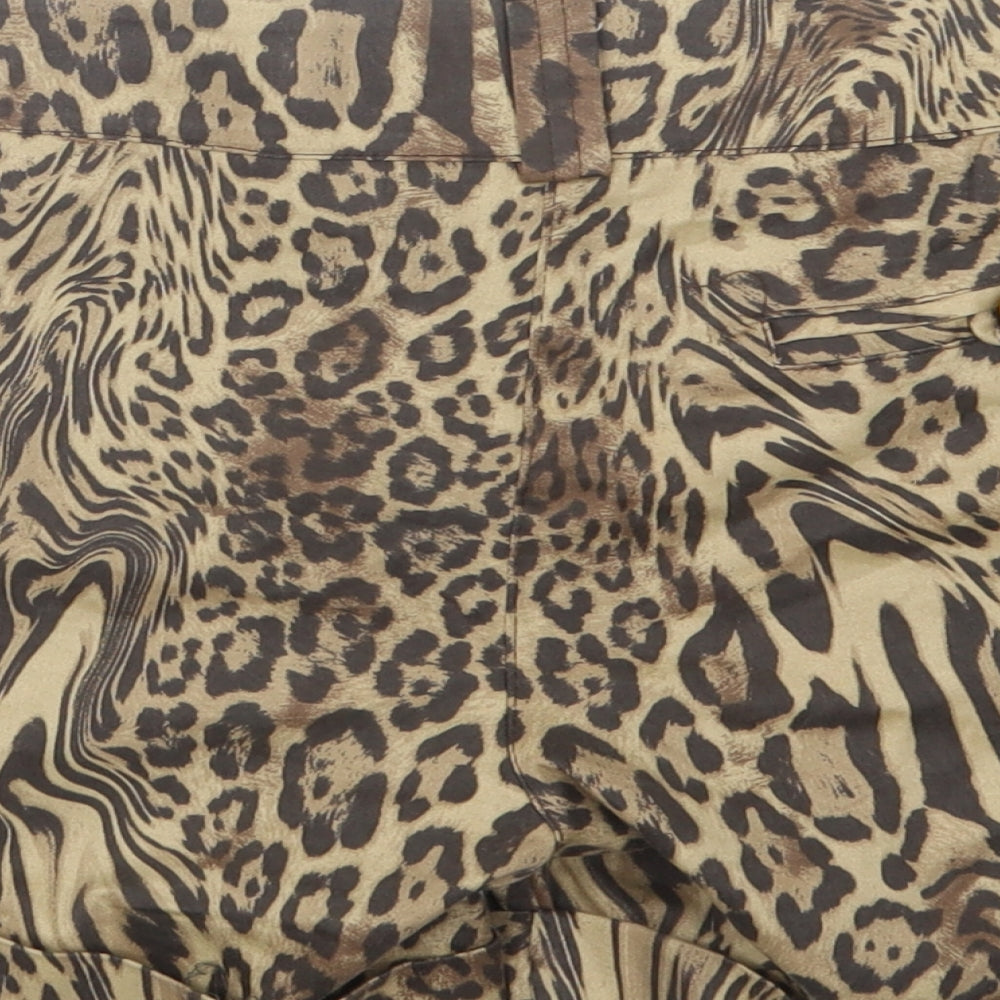 Preworn Womens Brown Animal Print Cotton Chino Shorts Size 12 L4 in Regular Button