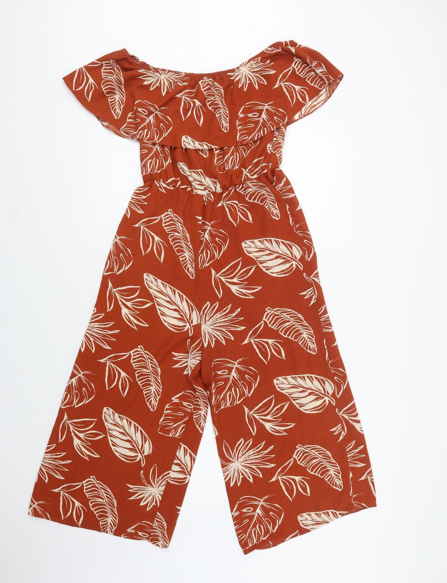 George Womens Brown Floral Polyester Jumpsuit One-Piece Size 8 L19 in