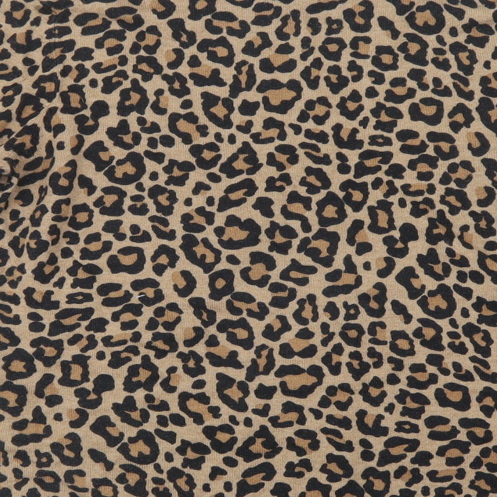 Amazon Womens Beige Crew Neck Animal Print Cotton Pullover Jumper Size L