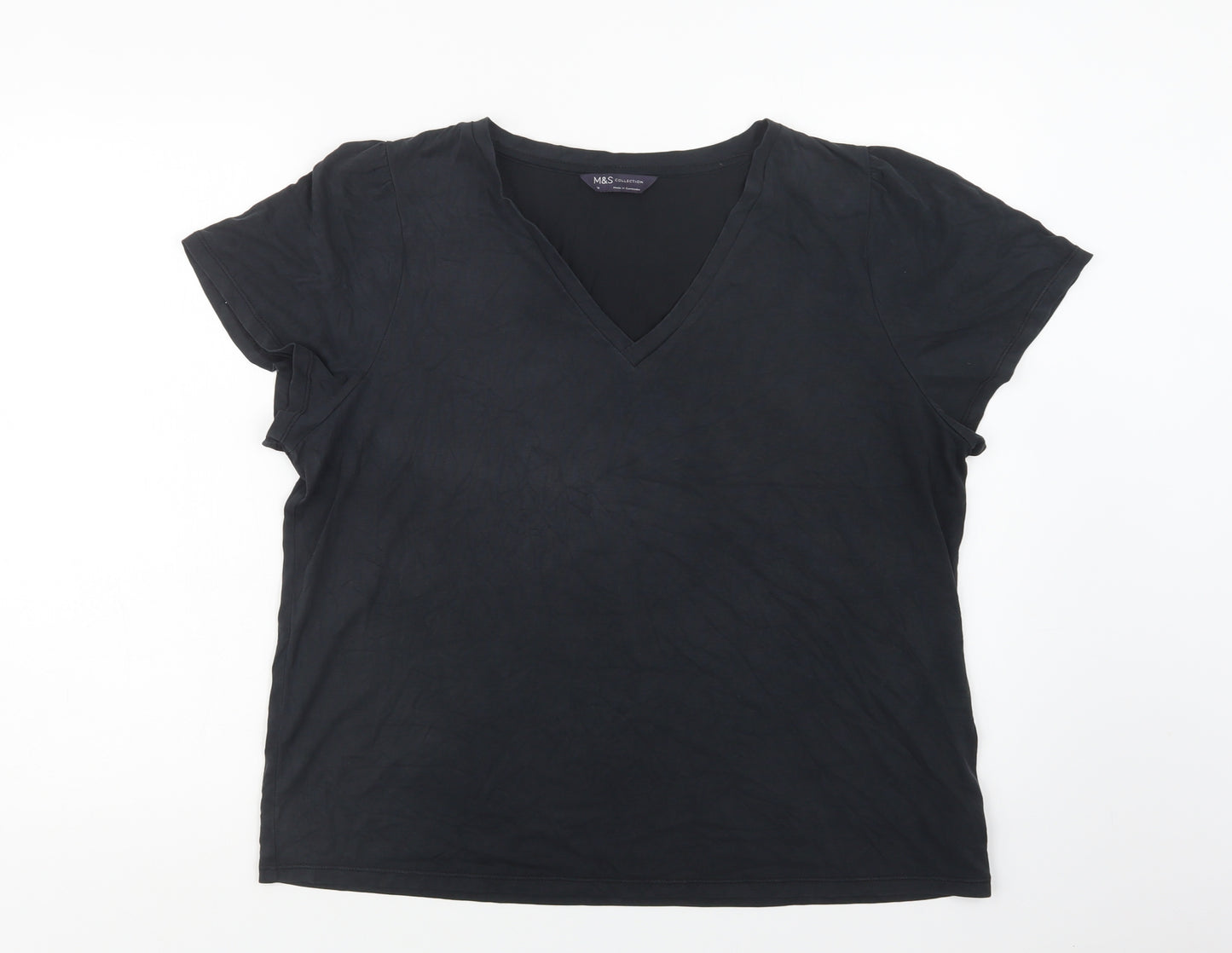 M&S Womens Black  Polyester Camisole T-Shirt Size 18 V-Neck